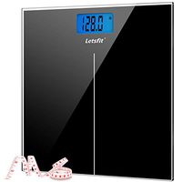 Letsfit Digital Body Weight Scale, Bathroom Scale with Large Backlit Display, Step-On Technology, High Precision Measurements, 400 Pounds 180kg Max, 6mm Tempered Glass, Included Body Tape Measure