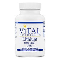 Vital Nutrients - 100% Elemental Lithium (Orotate) 5 mg - Supports Mental and Behavioral Health - Gluten Free - 90 Vegetarian Capsules per Bottle