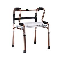 Rolling Walkers Walker Elderly Help Can Sit Lightweight Folding Walker Non-Slip Aluminum Alloy Anti-Slip Anti-Fall Elderly Armrest (Color : Brown, Size : 514890CM)