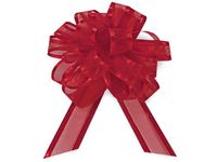 Pack of 12, Solid Red Sheer w/Satin Edge 4" - 18 Loops- Organza Pull Bow Great For Christmas, Valentine'S Day, & Weddings