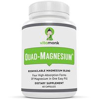 Quad Magnesium™ Supplement Blend - High Absorption Magnesium Complex with Glycinate Chelate, Orotate, Taurate and Dimagnesium Malate for Sleep, Stress Relief, Heart Health, Anxiety & Mood - Vitamonk