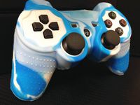 Two Pieces Set 2x Brand New High Quality Playstation PS3 Remote Controller Silicon Protective Skin Case Cover -Blue White Mix Color