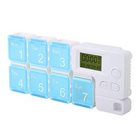 Pasamer 7 Grid Medicine Case Portable Weekly Medicine Organizer with Electronic Timing Reminder Blue Red Colorful(02)