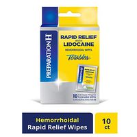 PREPARATION H Rapid Relief with Lidocaine Hemorrhoid Symptom Treatment Flushable Wipes, Numbing Relief for Pain, Burning & Itching, Reduces Swelling, 10 Count