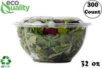 32oz Salad Bowls To-Go with Lids (300 Count) - Clear Plastic Disposable Salad Containers | Airtight, Lunch, Salads, Parfait, Fruits, Leak Proof, Airtight, Fresh, Meal Prep | Rose Bowl Container (32oz)