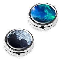 Pill Box Set of 2 - Lizimandu Compact 3 Compartment Medicine Case, Pill Box for Pocket or Purse (Natural Scene)