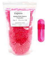 Capsules Express- Size 0 Azalea Pink Clear Empty Gelatin Capsules 1000 Count - Kosher and Halal Certified - Gluten-Free Pure Bovine Gelatin Pill Capsule - DIY Powder Filling