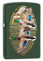 Zippo Lighter: Two Ducks Flying - Green Matte 80160