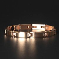 AlonSwallow Magnetic Therapy Bracelet Inlaid Diamond Energy Adjustable Healthy Bracelet Relieve Anxiety Relieve Fatigue Titanium Bracelet Box