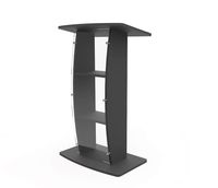 FixtureDisplays 44.3" Tall Podium for Floor, Curved Clear Front Acrylic Panel - Dark Grey 19658