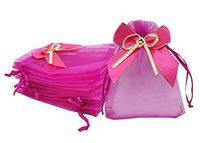 Sanrich 50pcs Sheer Organza Bags 3.9x4.7 Inches Jewelry Bags Candy Rose Drawstring Pouches Wedding Favor Gift Bags Business Display Sachets (hot Pink)
