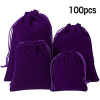 Lucky Monet 25/50/100PCS Velvet Drawstring Bags Jewelry Pouches for Christmas Birthday Party Wedding Favors Gift Candy Headphones Art and DIY Craft (100Pcs, Purple, 5” x 7”)