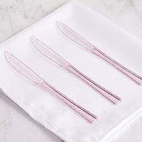 BalsaCircle 100 pcs Clear Blush Glittered Plastic Knives - Disposable Wedding Party Event Catering Tableware