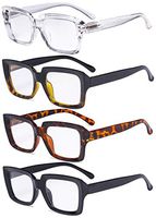 Eyekepper 4 Pack Ladies Reading Glasses - Stylish Oversized Square Readers for Women +1.25