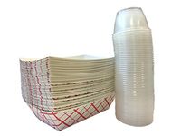 Mr Miracle Paper Food Tray 2.5-Pound With Clear Plastic Dip Cups 50-Pack