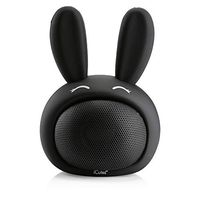 HUGMO Black Bunny Compact Bluetooth Portable Speaker, USB Rechargeable Battery, Built-in Microphone