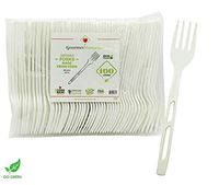 [400 COUNT] 6.5" Forks Disposable PLA Compostable Utensils for Soup Event Picnic Appetizer Party Tasting (6.5 inch Long, Sustainable Cutlery Made of Corn, Dye Free, Heat Resistant)