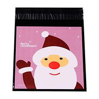 PH PandaHall 1 Bag Christmas Sealing Cellophane Bags Flat Cello Wrap Flap Resealable Bags Cellophane Favor Pink Treat Gift Bags for Christmas Candy Cookie Bakery Jewelry Retail Party 9.9x9.9cm