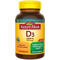 Nature Made Vitamin D3 1000 IU (25mcg) Tablets, 300 Count for Bone Health† (Packaging May Vary)