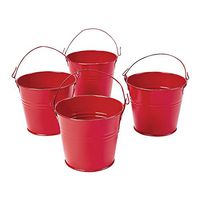 12 pcs x METAL ETAL RED PAILS BUCKETS,HUGE LOT, 3" x 3 1/4 diam. with 2" handles
