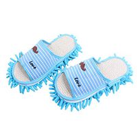 Fitlyiee Microfiber Dusting Mop Slippers Detachable Floor Cleaning Tool for Office Home Indoor (Women 9/Men 8 (Blue))