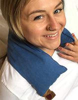 Hot Cherry Pit Pillow Neck Wrap, (Blue Denim, Natural-Dyed) Natural Moist Heat Neck Muscle Pain, Tension Relief, Headaches, Arthritis, Hot/Cold Therapy, Microwavable