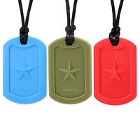 Chewelry Sensory Chew Necklace for Boys & Girls - Chewlery Necklaces for Kids with Autism ADHD - Chewy Oral Chewing Toys - Dog Tag 3-Pack by Solace
