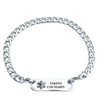 Pre-Engraved Curb Link"Taking Coumadin" Medical ID Bracelets for Women.