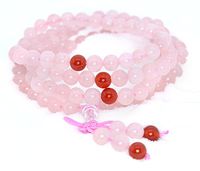 The Art of Cure Healing Jewelry & Mala Meditation Beads (108 Beads on a Strand) (Rose Quartz & Agate)