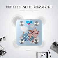 LYAOE Bluetooth Body Fat Scale Happy Pig Blue Polka Dot Denim Smart Wireless Scale with LCD Display Measuring Body Weight Bmi and Health Digital Scale