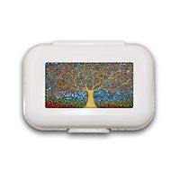 The Tree of Life Art Pill Box,Pill Organizer Case for Purse Daily/Weekly Unique Design and Large Compartments Medicine Case, Pill Box for Pocket or Purse