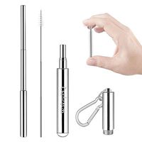 WakeyPQ Collapsible Reusable Stainless Straw Portable Straw Foldable Drinking Straw BPA free PDA approved (1PCS)