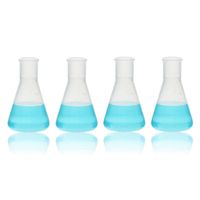 ULAB Scientific Conical Polypropylene Erlenmeyer Flask 1.7oz 50ml Narrow Neck Without Cap, Molded Graduations, Pack of 4, UEF1012