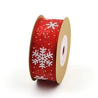 SUNREEK Christmas Grosgrain Ribbon, 22 Yard 1 Inch Red Snowflake Winter Holiday Ribbons Wrapping, Hair Bows, Party or Wedding Decorations