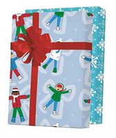 Snow Angels Reversible Holiday Gift Wrapping Paper Flat Sheet - 24" x 6'