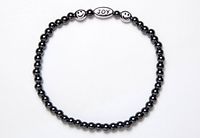 Magnetic Therapy Bracelet Joy & Happy Faces Black & Silver (Size Small - 7")