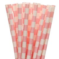 Pink Horizontal Striped Paper Straws (100)