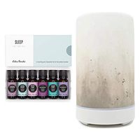 Edens Garden Taupe Ceramic Diffuser & Sleep Essential Oil 6 Set, Best Hand-Crafted Ultrasonic Essential Oil Mist Diffuser (Great for Sleep & Relaxation), 100 ml Capacity, 6/10 ml