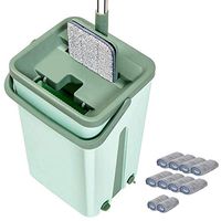 Flat Mop and Bucket Set Wash Dry Cleaning Bucket with 10 Pcs Microfiber for Home Bathroom Kitchen Office Corner All Floor Cleaning