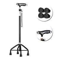 ZWH-Walking Cane Crutches,Canes Walking Stick with LED Light Sponge Handle 5 Adjustable Height Levels for Men Women with Small 4 Leg Base