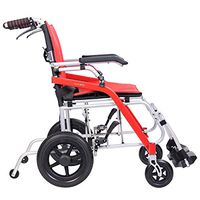 Hi-Fortune Wheelchair 21 lbs Lightweight Transport Medical Wheelchair with Adjustable Armrests and Hand Brakes, Portable and Folding, 18” Seat, Red