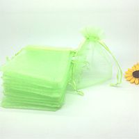 ANSLEY SHOP 100pcs 4x5 Inches Drawstrings Organza Gift Candy Bags Wedding Favors Bags (Apple Green)