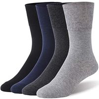 Forcool Diabetic Socks for Men Women, Cushioned Soft Sport Extra Wide Stretchy Non-Binding and Loose Top Crew Socks, 4 Pairs Gray/Black/Dark Gray/Navy Blue X-Large