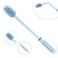 Fecihor Silicone Cleaning Bottle Brush Flexible Durable with Long Handle Kitchen Cleaning brush Tool for Washing Narrow Neck Containers Water Bottle Full Length Including Handle 15”/38cm (Blue)