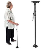 Walking Cane Foldable Crutch Handle Cane with Thicken Aluminum Alloy and Anti Skid 4 Feet Sticks for Old People