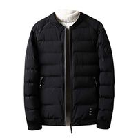 Alvinm Men's Jacket Fashion Autumn Winter Padded Cotton Outwear Long Sleeve Solid Thermal Tops Coat Black