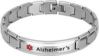 Elegant Surgical Grade Steel Medical Alert ID Bracelet for Men and Women (Men's, Alzheimer's)