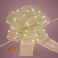 Ivory Arabesque Ribbon Bow, 4"