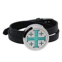 7Morning Aromatherapy Essential Oil Diffuser Leather Band Wristband Locket Unisex Cross Bracelet