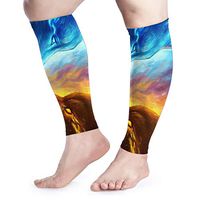 Ice and Fire Wolf Footless Compression Socks for Men Women Unisex Calf Shin Splint Swelling Prevention Sturdy for Running Sports Outdoor Activities Work Gym Plane Pregnancy and Daily Use (Pair)